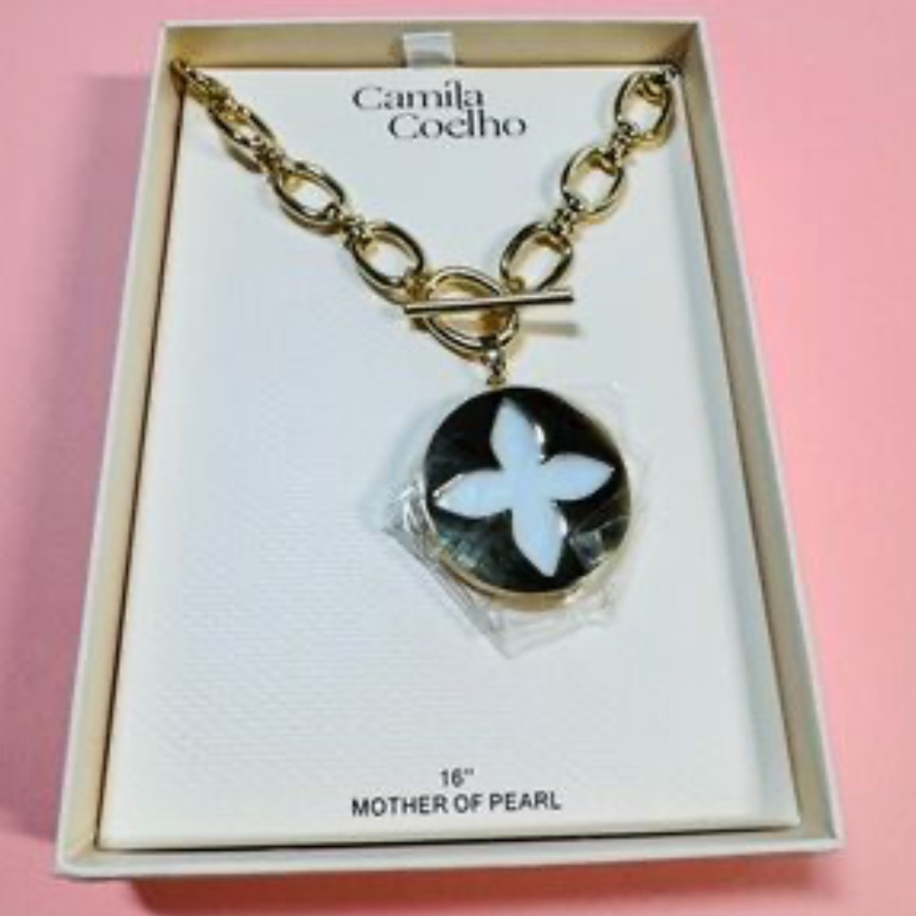 Nwt Camila Coelho Gorgeous Mother Of Pearls Medallion Necklace 55$